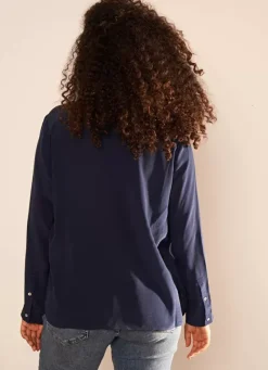 Sud Express Tops & Blouses|Chemise En Soie Bleu Tibla