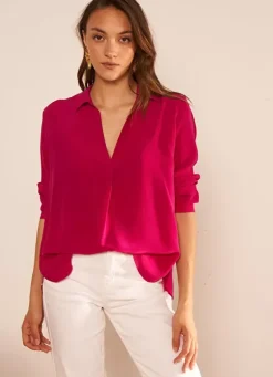 Sud Express Tops & Blouses|Chemise En Soie Framboise Tibla