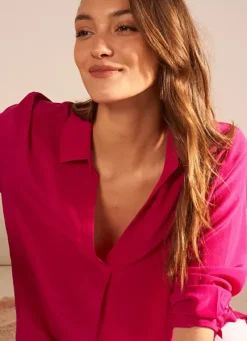Sud Express Tops & Blouses|Chemise En Soie Framboise Tibla