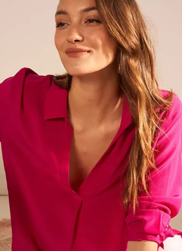 Sud Express Tops & Blouses|Chemise En Soie Framboise Tibla