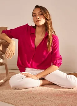 Sud Express Tops & Blouses|Chemise En Soie Framboise Tibla