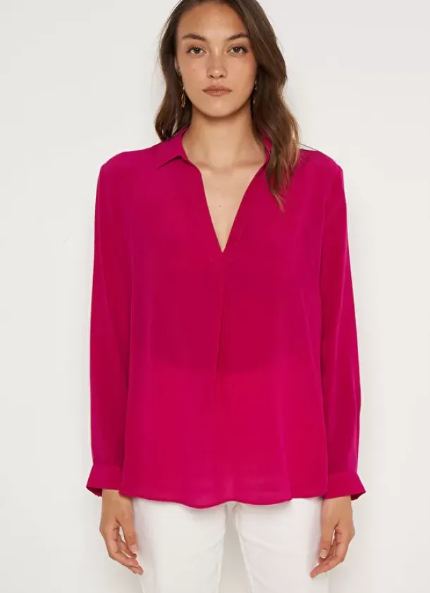 Sud Express Tops & Blouses|Chemise En Soie Framboise Tibla