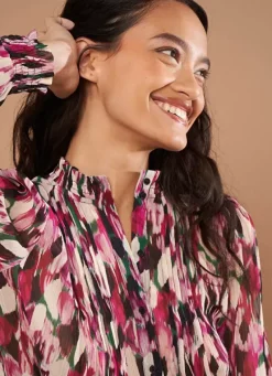 Sud Express Tops & Blouses|Chemise Impirmee A Manches Longues Framboise Cebby