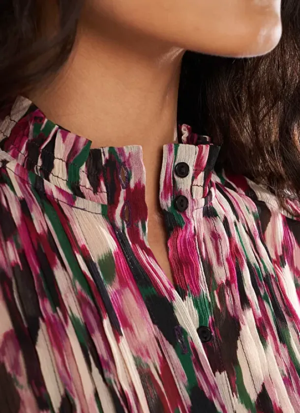 Sud Express Tops & Blouses|Chemise Impirmee A Manches Longues Framboise Cebby