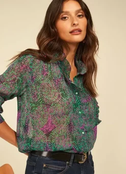 Sud Express Tops & Blouses|Chemise Imprimee A Manches Longues Vert Cowie