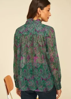 Sud Express Tops & Blouses|Chemise Imprimee A Manches Longues Vert Cowie