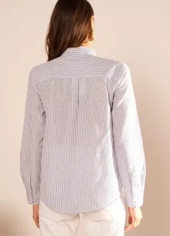 Sud Express Tops & Blouses|Chemise Manches Longues A Rayures Bleu Calabama
