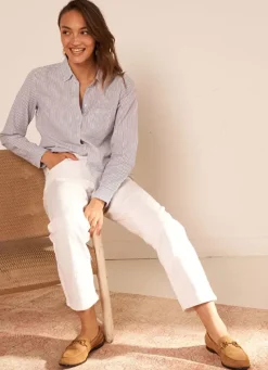 Sud Express Tops & Blouses|Chemise Manches Longues A Rayures Bleu Calabama