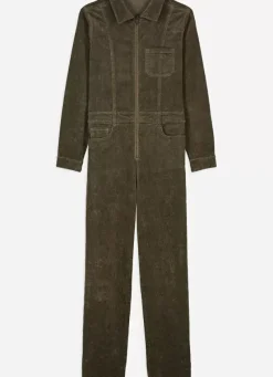Sud Express Dresses & Overall|Combi Pantalon En Velours Cotele A Manches Longues Kaki Clairy
