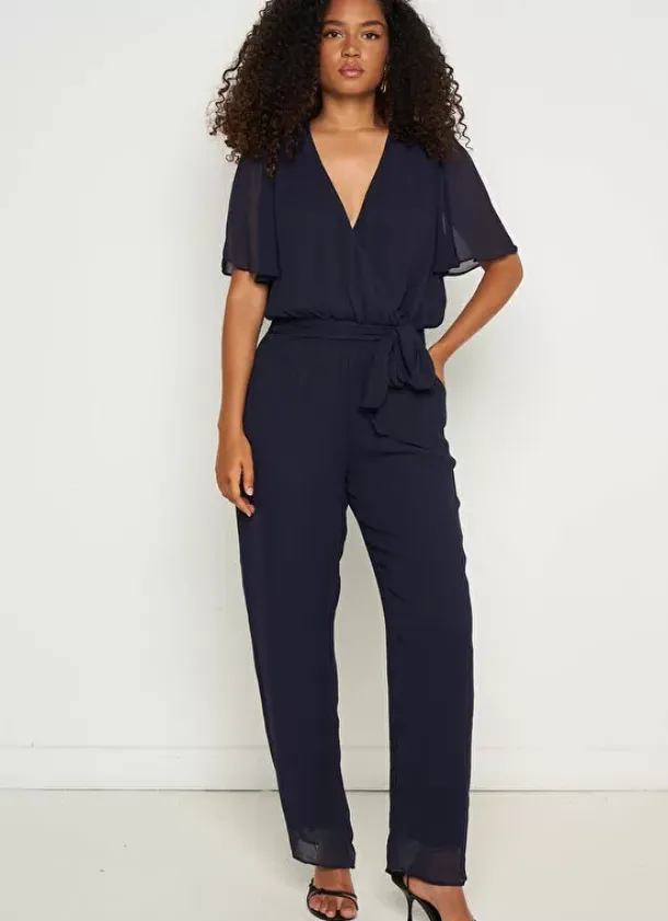 Sud Express Dresses & Overall|Combinaison Pantalon A Manches Courtes Marine Calex