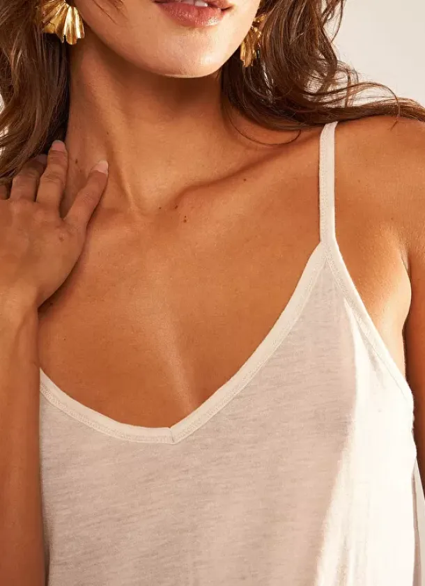 Sud Express Tops & Blouses|Debardeur A Fines Bretelles En Voile De ... Sable Damia