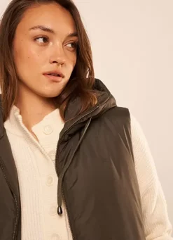 Sud Express Jackets & Coats|Doudoune Courte Mi-Saison Sans Manches Kaki Vaughalioni
