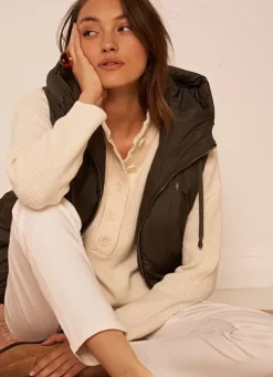 Sud Express Jackets & Coats|Doudoune Courte Mi-Saison Sans Manches Kaki Vaughalioni