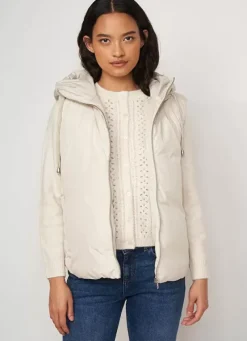 Sud Express Jackets & Coats|Doudoune Courte Mi-Saison Sans Manches Craie Vaughalioni