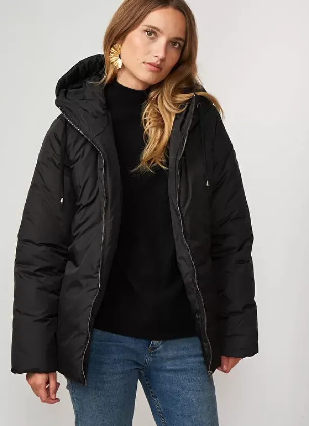 Sud Express Jackets & Coats|Doudoune Manches Longues A Capuche Noir Vilaurya