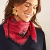 Sud Express Shoes & Accessories|Foulard Carre En Laine Et Soie Framboise Epic