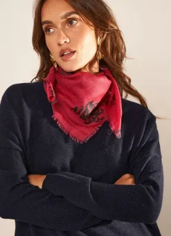 Sud Express Shoes & Accessories|Foulard Carre En Laine Et Soie Framboise Epic