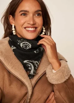 Sud Express Shoes & Accessories|Foulard Carre En Laine Et Soie Noir Epic