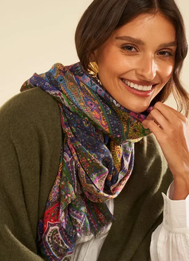 Sud Express Shoes & Accessories|Foulard Imprime Framboise Eliez