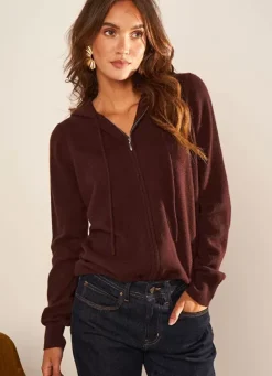 Sud Express Jumpers & Cardigans|Gilet A Capuche Zippe 100% Cachemire Marron Garenk