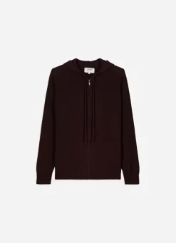 Sud Express Jumpers & Cardigans|Gilet A Capuche Zippe 100% Cachemire Marron Garenk