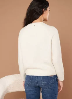 Sud Express Jumpers & Cardigans|Gilet Col Rond Ecru Gautier
