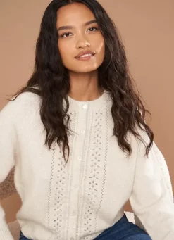 Sud Express Jumpers & Cardigans|Gilet Col Rond Ecru Gautier
