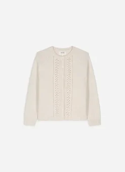 Sud Express Jumpers & Cardigans|Gilet Col Rond Ecru Gautier