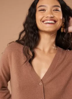 Sud Express Jumpers & Cardigans|Gilet Col V Caramel Goa