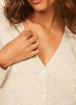 Sud Express Jumpers & Cardigans|Gilet Col V Ecru Chine Goa