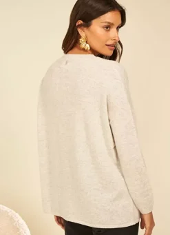 Sud Express Jumpers & Cardigans|Gilet Col V Ecru Chine Goa