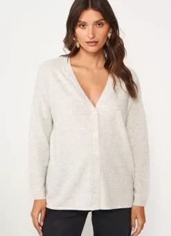 Sud Express Jumpers & Cardigans|Gilet Col V Ecru Chine Goa