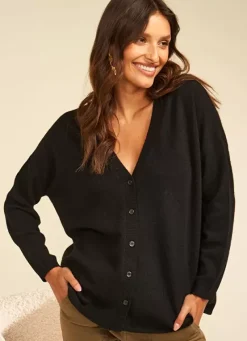 Sud Express Jumpers & Cardigans|Gilet Col V Noir Goa