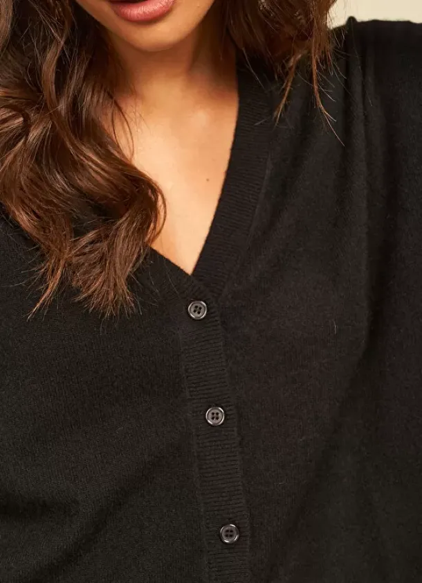 Sud Express Jumpers & Cardigans|Gilet Col V Noir Goa
