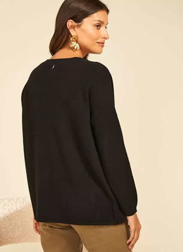 Sud Express Jumpers & Cardigans|Gilet Col V Noir Goa