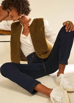 Sud Express Jumpers & Cardigans|Gilet Court Et Ouvert, En Mohair Et Alpaga Kaki Gotanax