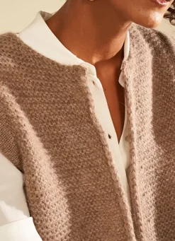 Sud Express Jumpers & Cardigans|Gilet Court Et Ouvert, En Mohair Et Alpaga Vison Gotanax