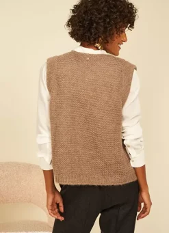 Sud Express Jumpers & Cardigans|Gilet Court Et Ouvert, En Mohair Et Alpaga Vison Gotanax