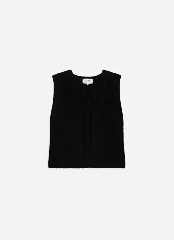 Sud Express Jumpers & Cardigans|Gilet Court Ouvert En Mohair Noir Gotanay