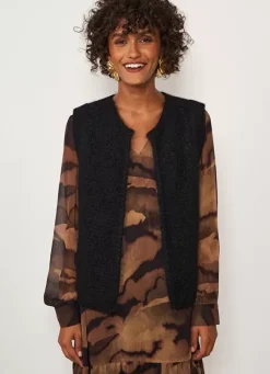 Sud Express Jumpers & Cardigans|Gilet Court Ouvert En Mohair Noir Gotanay