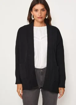 Sud Express Jumpers & Cardigans|Gilet Mi-Long Ouvert Avec Poches Plaquees Noir Geric