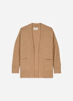 Sud Express Jumpers & Cardigans|Gilet Mi-Long Ouvert Avec Poches Plaquees Camel Geric