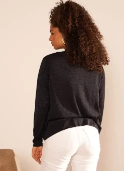Sud Express Jumpers & Cardigans|Gilet Ouvert Mi-Long Marine Gladi