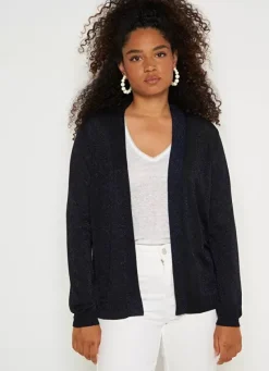 Sud Express Jumpers & Cardigans|Gilet Ouvert Mi-Long Marine Gladi