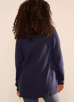 Sud Express Jumpers & Cardigans|Gilet Ouvert Mi-Long Marine Gladia