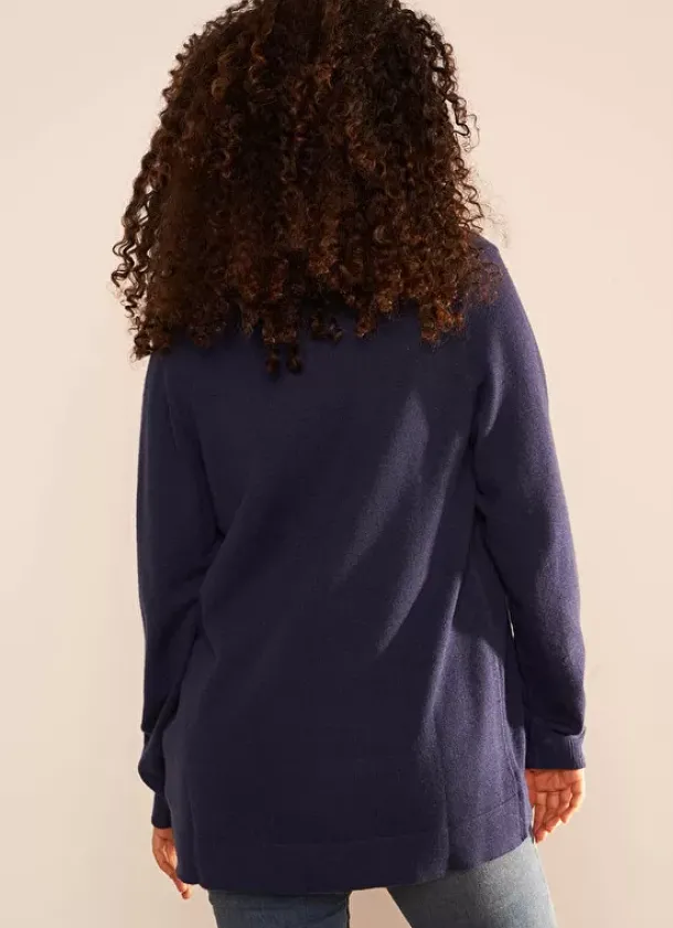 Sud Express Jumpers & Cardigans|Gilet Ouvert Mi-Long Marine Gladia
