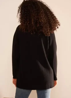 Sud Express Jumpers & Cardigans|Gilet Ouvert Mi-Long Noir Gladia
