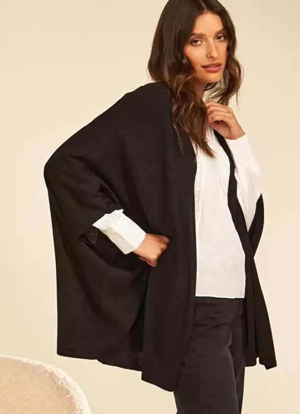 Sud Express Jumpers & Cardigans|Gilet Oversize Noir Gaston