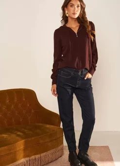 Sud Express Trousers & Jeans|Jean Boyfriend A Cinq Poches, Taille Medium Brut Ben