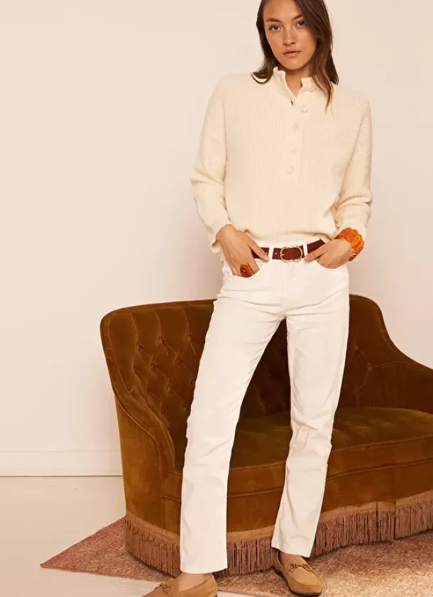 Sud Express Trousers & Jeans|Jean Boyfriend A Cinq Poches Ecru Ben